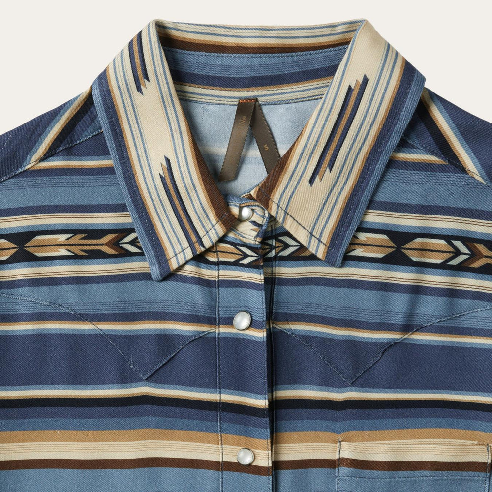 Women Western Shirts | Stetson Indigo Serape Print Shirt Blue