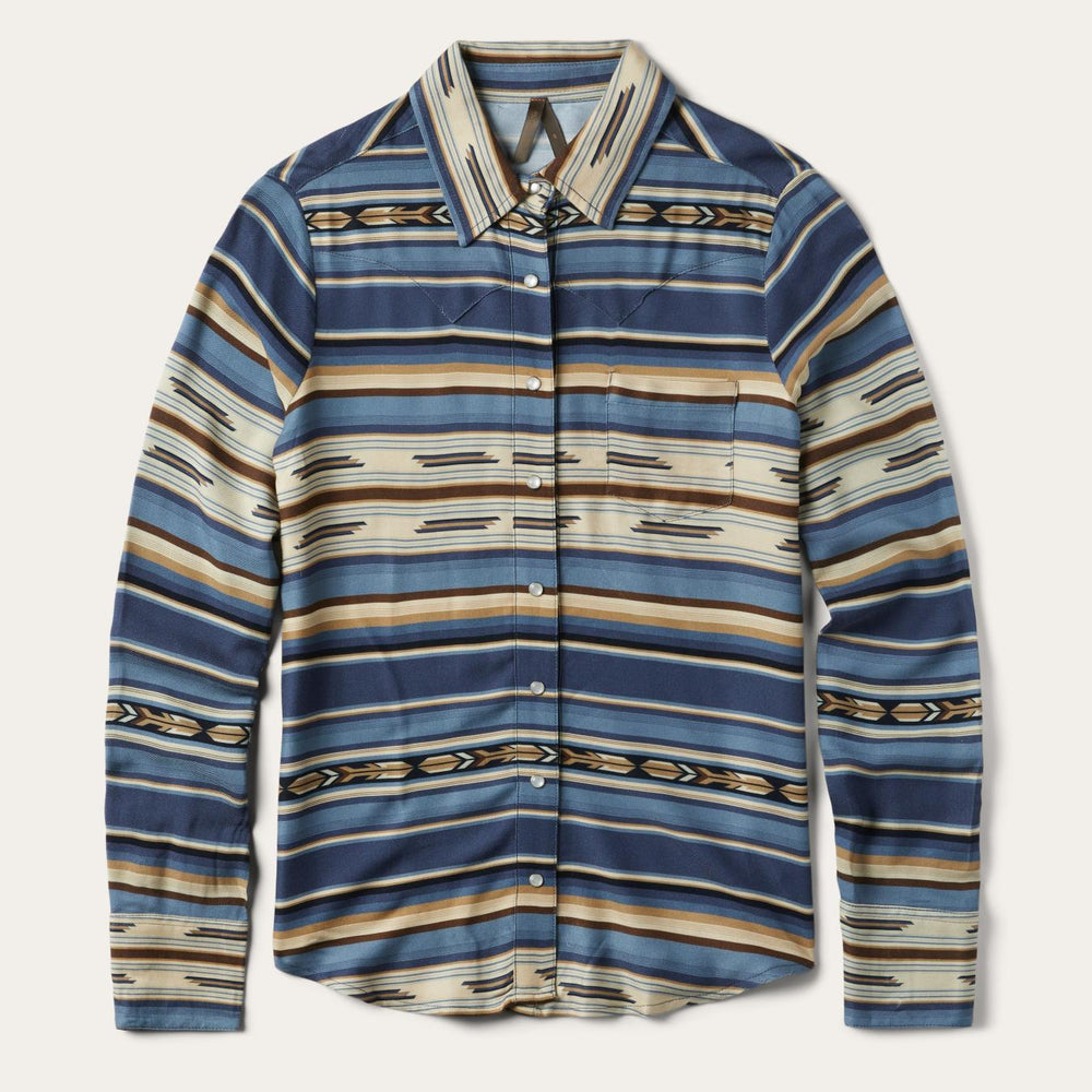 Women Western Shirts | Stetson Indigo Serape Print Shirt Blue