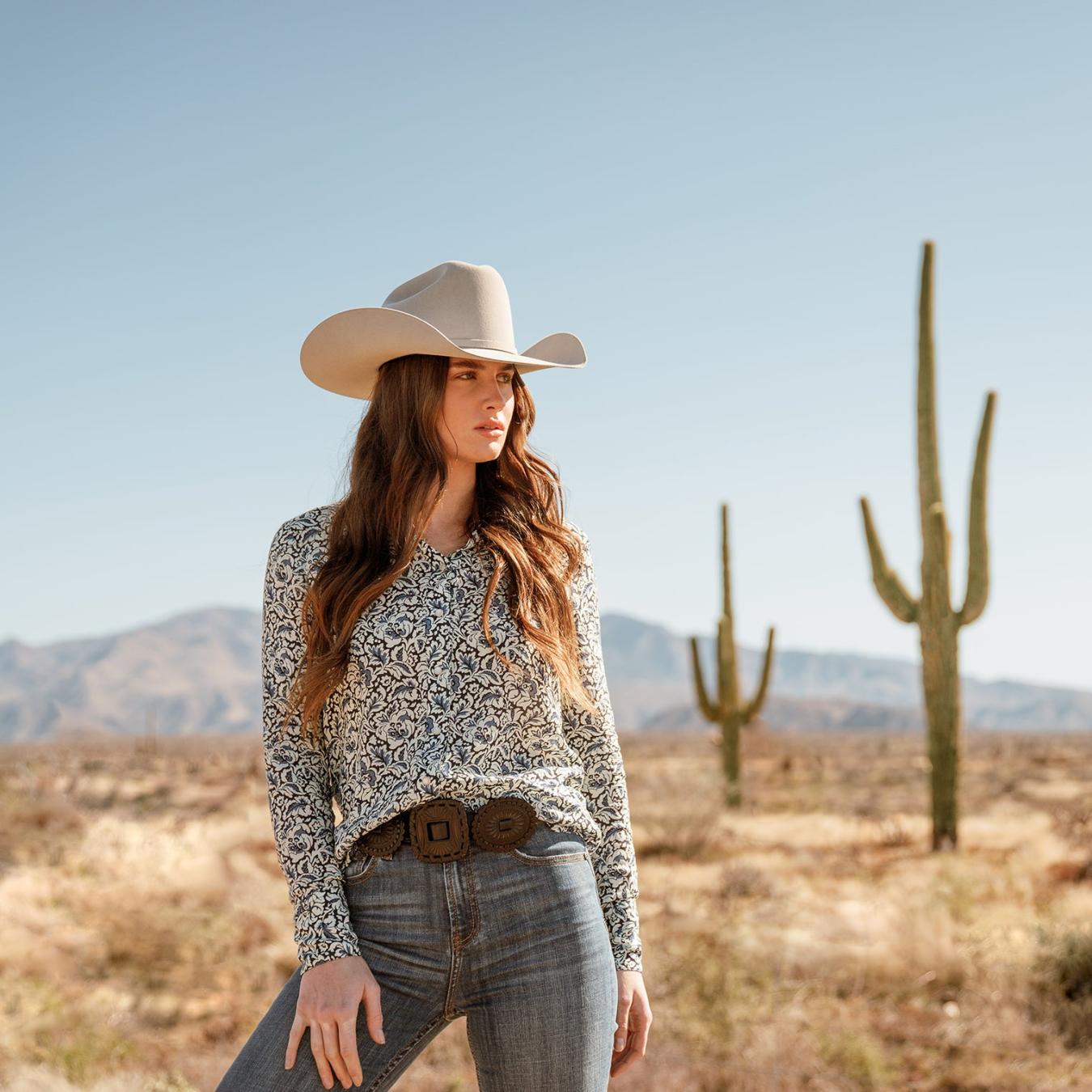 Women Western Shirts | Stetson Indigo Tapestry Print Shirt Blue