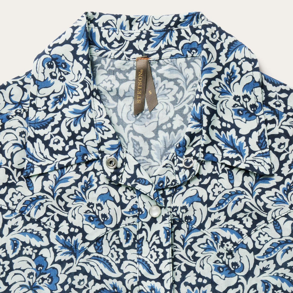 Women Western Shirts | Stetson Indigo Tapestry Print Shirt Blue