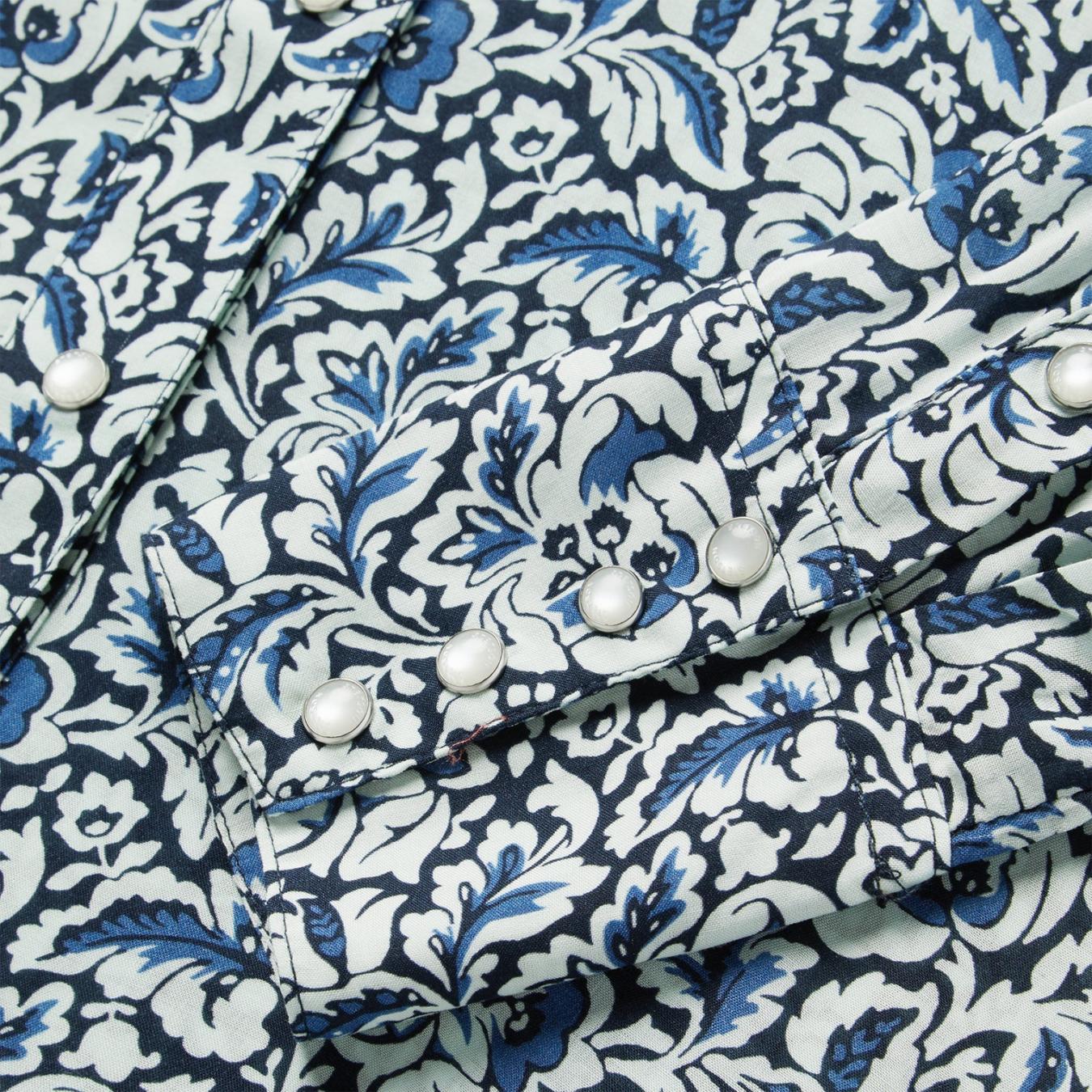 Women Western Shirts | Stetson Indigo Tapestry Print Shirt Blue