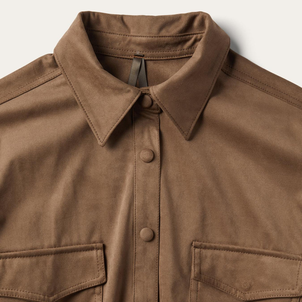 Women Western Shirts | Stetson Khaki Suede Western Shirt Tan
