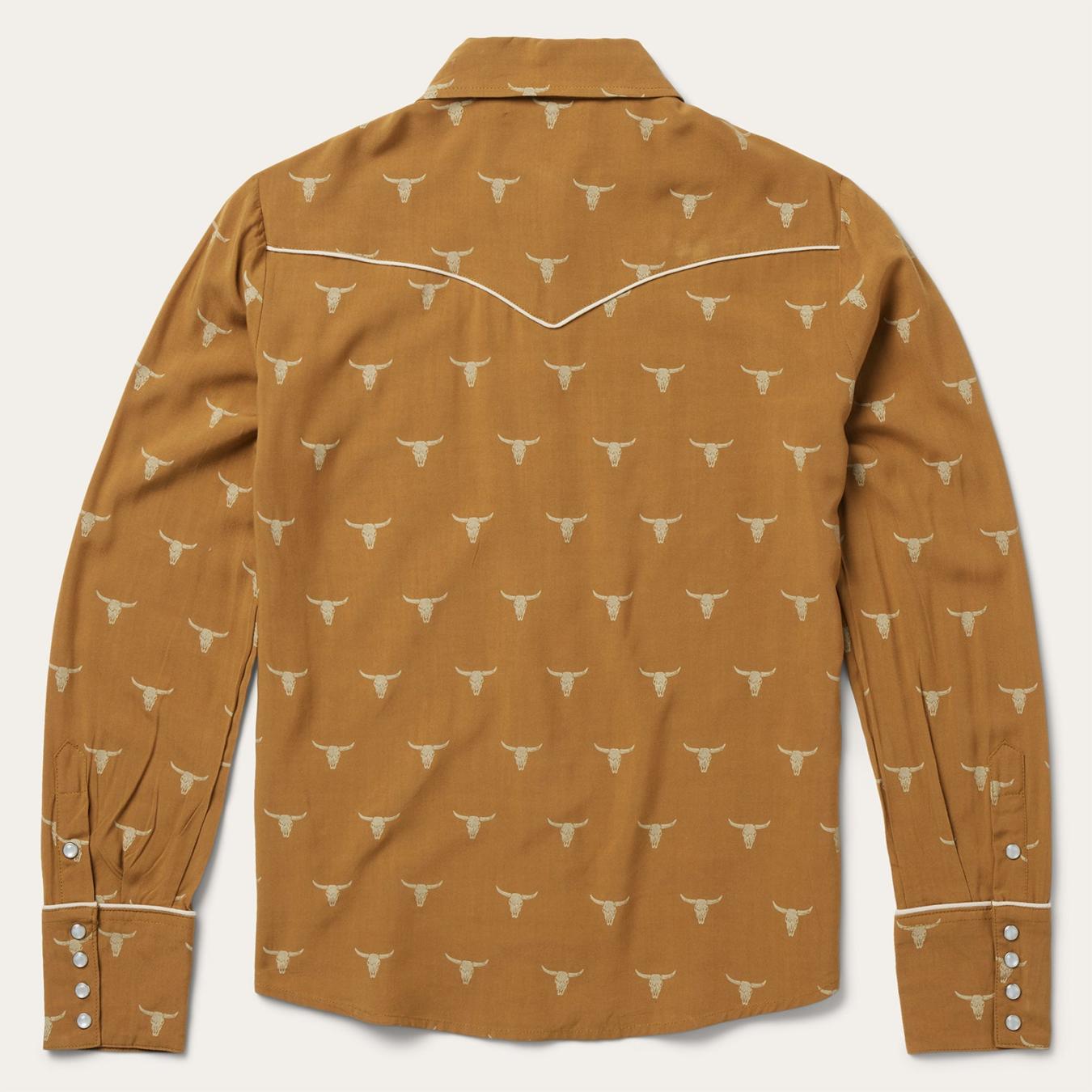 Women Western Shirts | Stetson Mojave Longhorn Print Snap Western Shirt Brown
