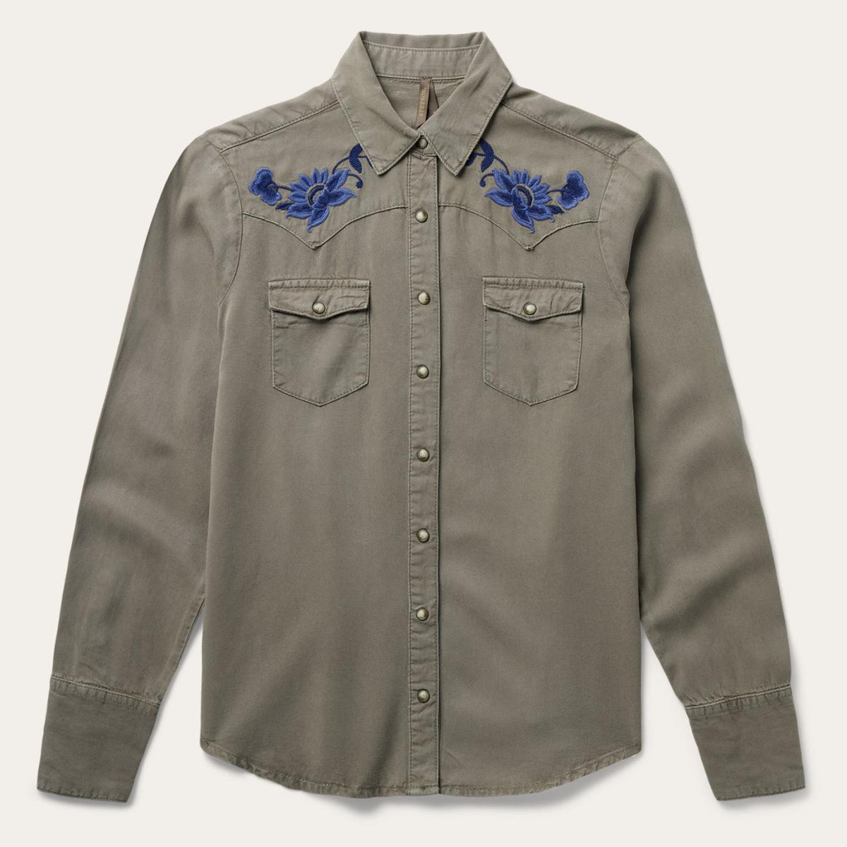 Women Western Shirts | Stetson Olive Twill Western Shirt Green