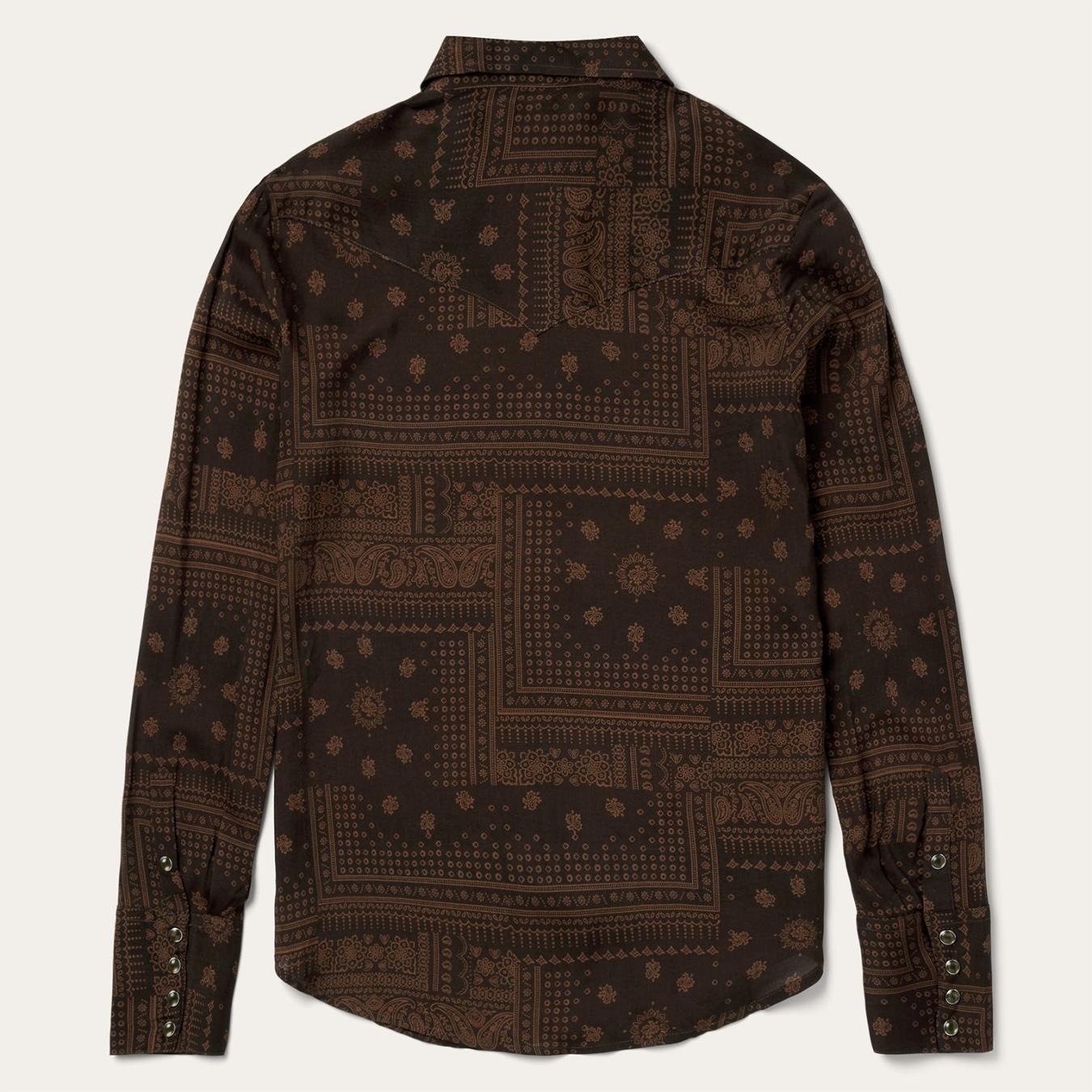 Women Western Shirts | Stetson Patchwork Bandana Print Shirt Brown