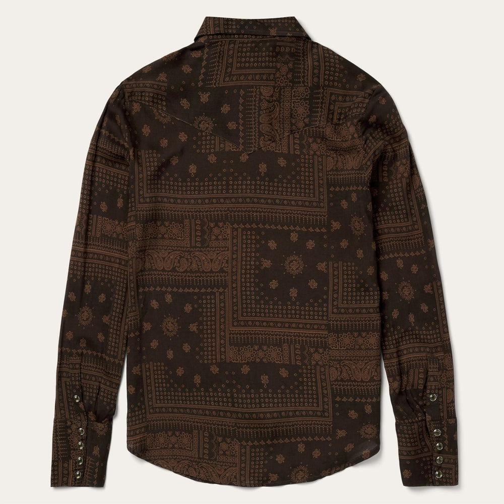Women Western Shirts | Stetson Patchwork Bandana Print Shirt Brown