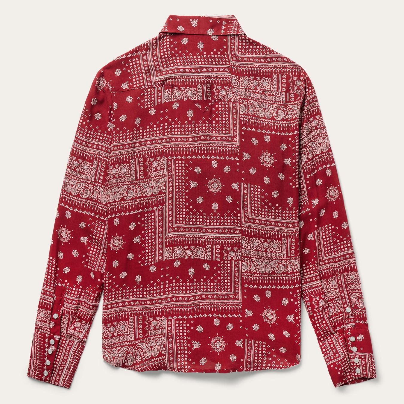 Women Western Shirts | Stetson Red Bandana Patchwork Shirt Red