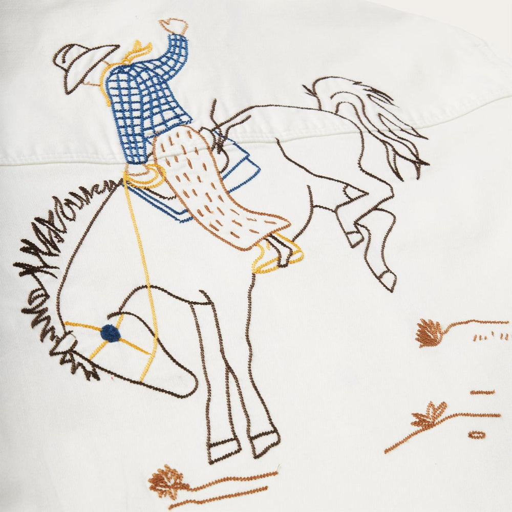 Women Western Shirts | Stetson Western Embroidered Denim Shirt White