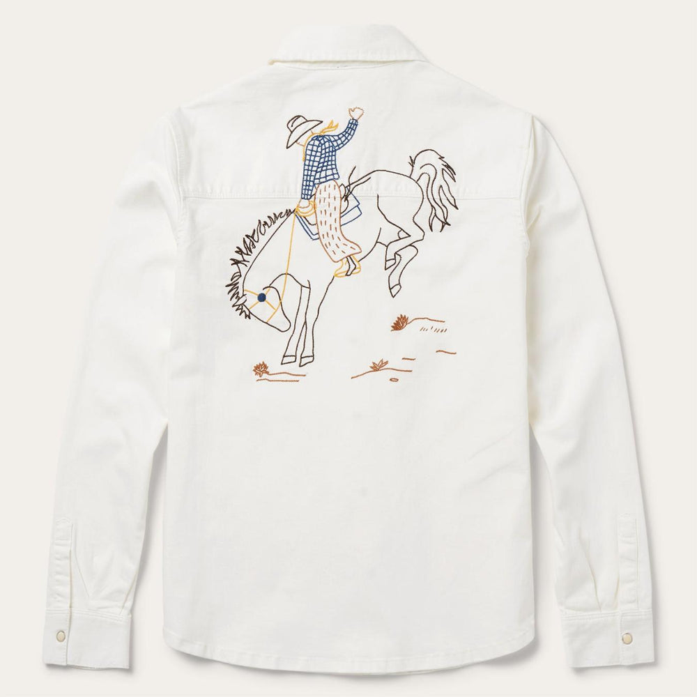 Women Western Shirts | Stetson Western Embroidered Denim Shirt White