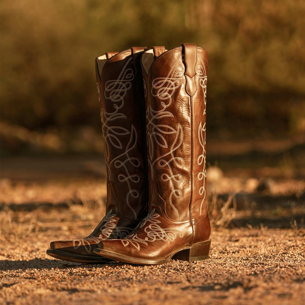 Women Western | Stetson Adeline Burnished Brown Back Zip Cowboy Boot Brown
