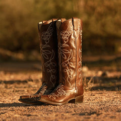 Women Western | Stetson Adeline Burnished Brown Back Zip Cowboy Boot Brown