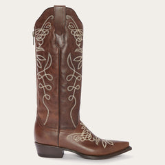 Women Western | Stetson Adeline Burnished Brown Back Zip Cowboy Boot Brown