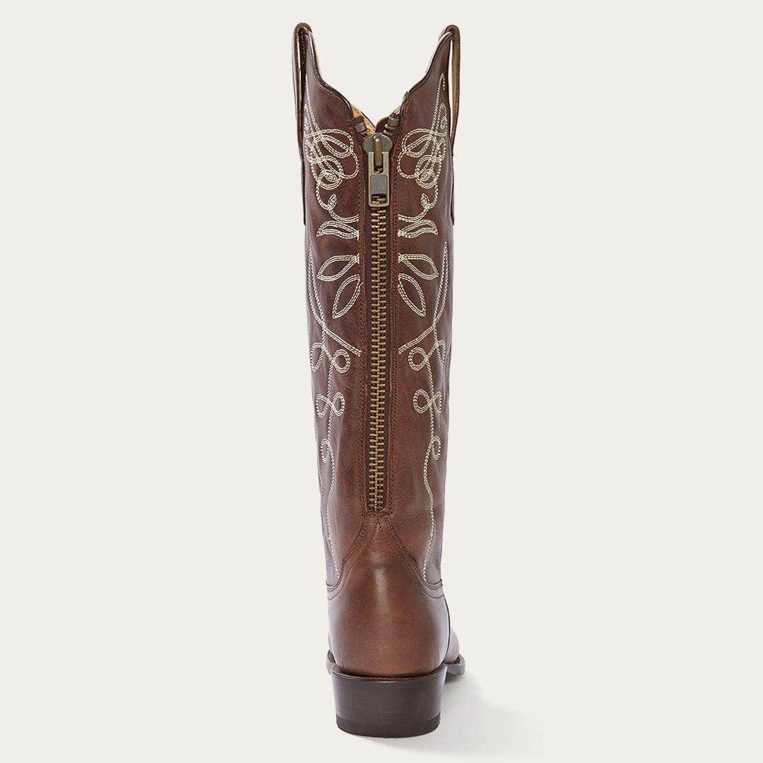 Women Western | Stetson Adeline Burnished Brown Back Zip Cowboy Boot Brown
