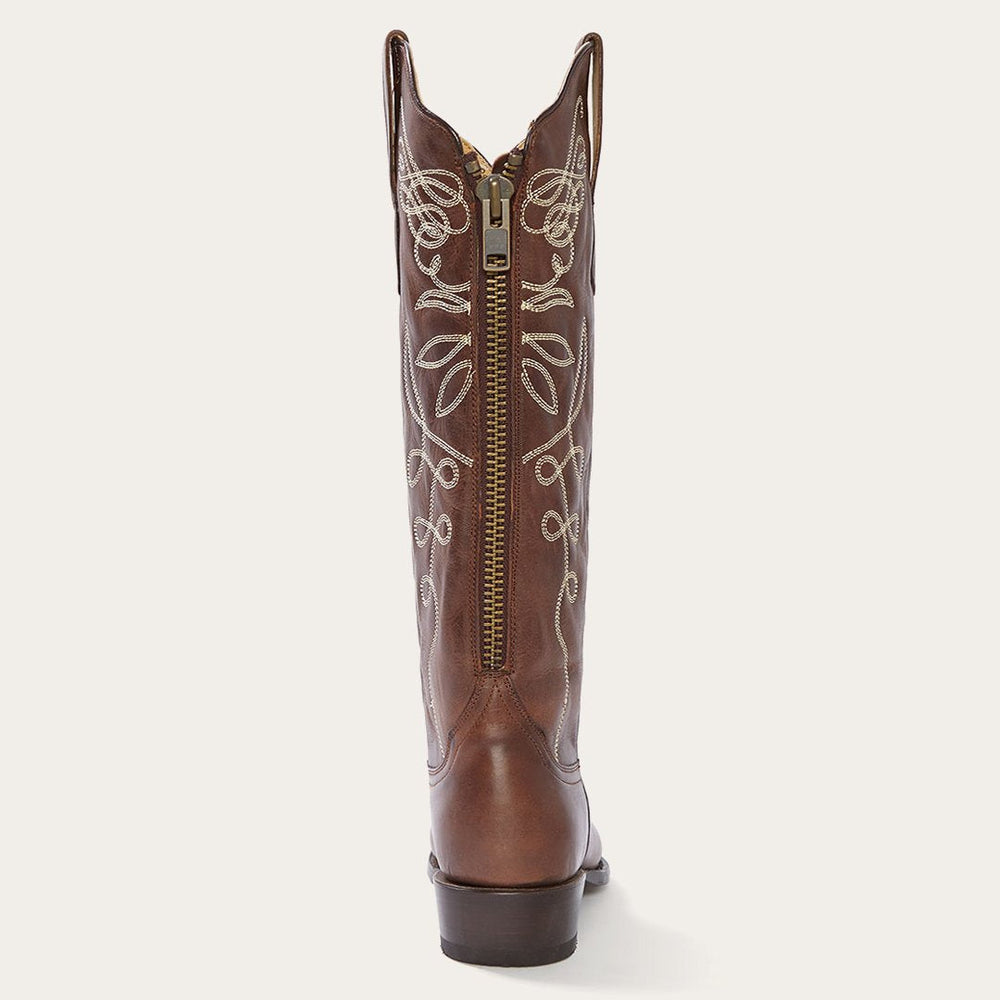Women Western | Stetson Adeline Burnished Brown Back Zip Cowboy Boot Brown