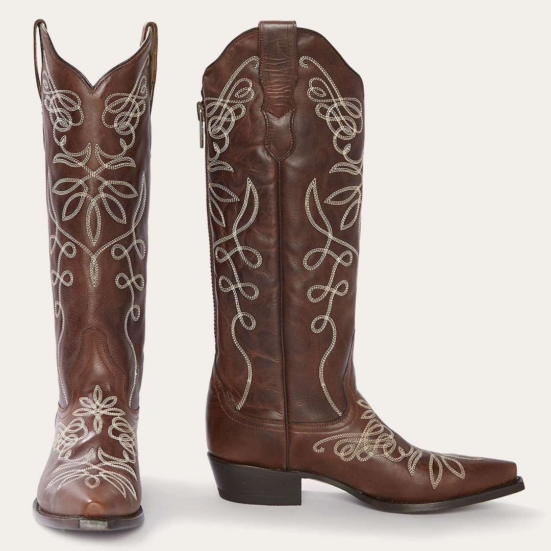 Women Western | Stetson Adeline Burnished Brown Back Zip Cowboy Boot Brown