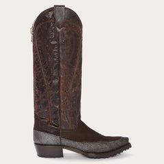 Women Western | Stetson Dakota Brown Suede &amp; Teju Cowboy Boot Brown