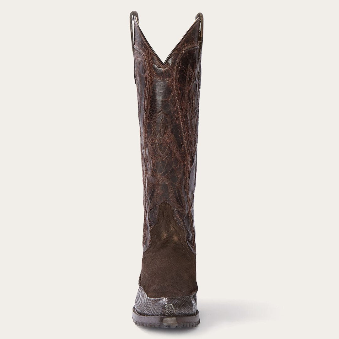 Women Western | Stetson Dakota Brown Suede &amp; Teju Cowboy Boot Brown