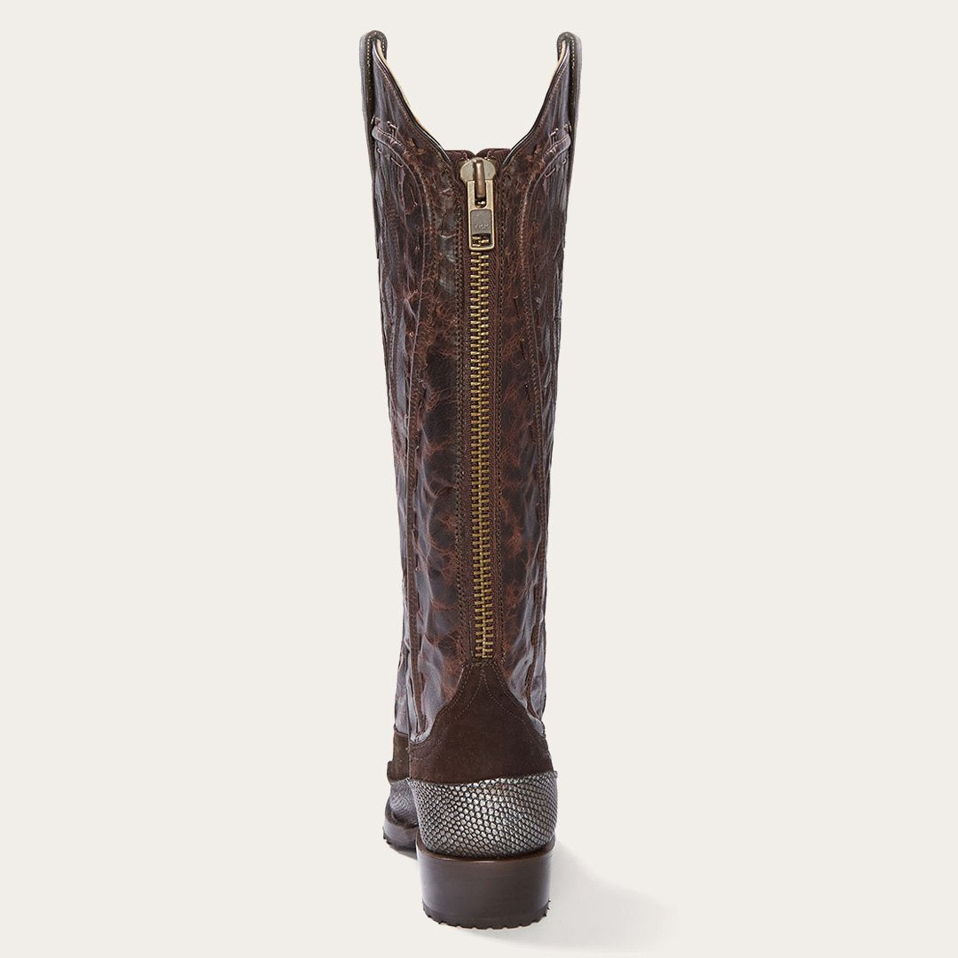 Women Western | Stetson Dakota Brown Suede &amp; Teju Cowboy Boot Brown