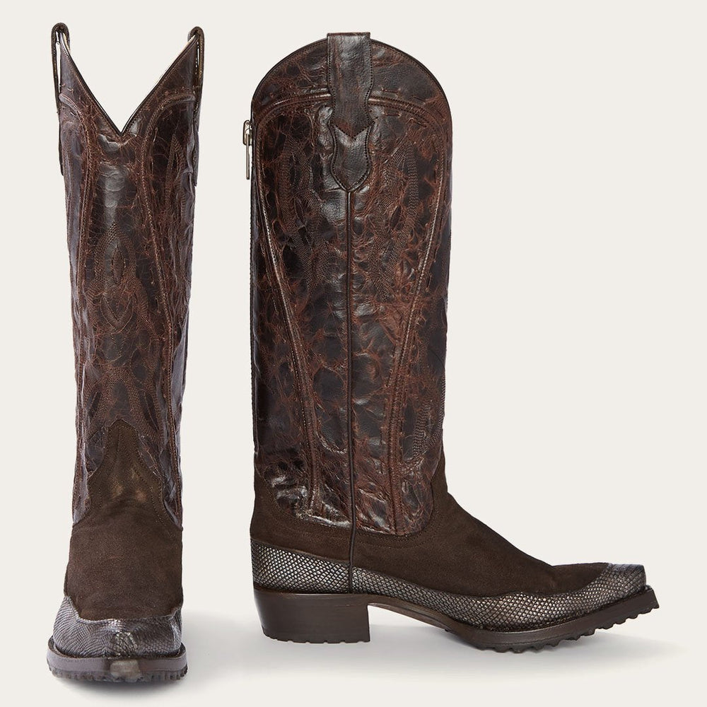 Women Western | Stetson Dakota Brown Suede &amp; Teju Cowboy Boot Brown