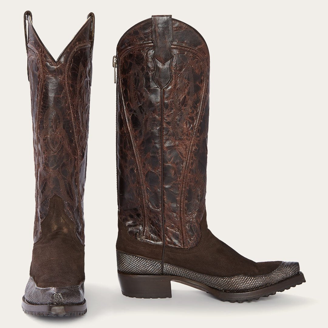 Women Western | Stetson Dakota Brown Suede &amp; Teju Cowboy Boot Brown