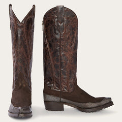 Women Western | Stetson Dakota Brown Suede &amp; Teju Cowboy Boot Brown