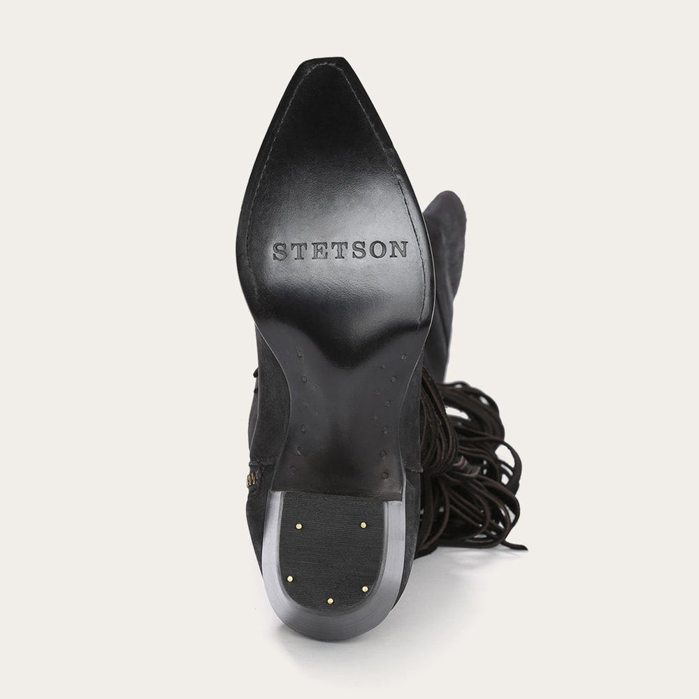 Women Western | Stetson Glam Over-The-Knee Fringe Boot Black Leather
