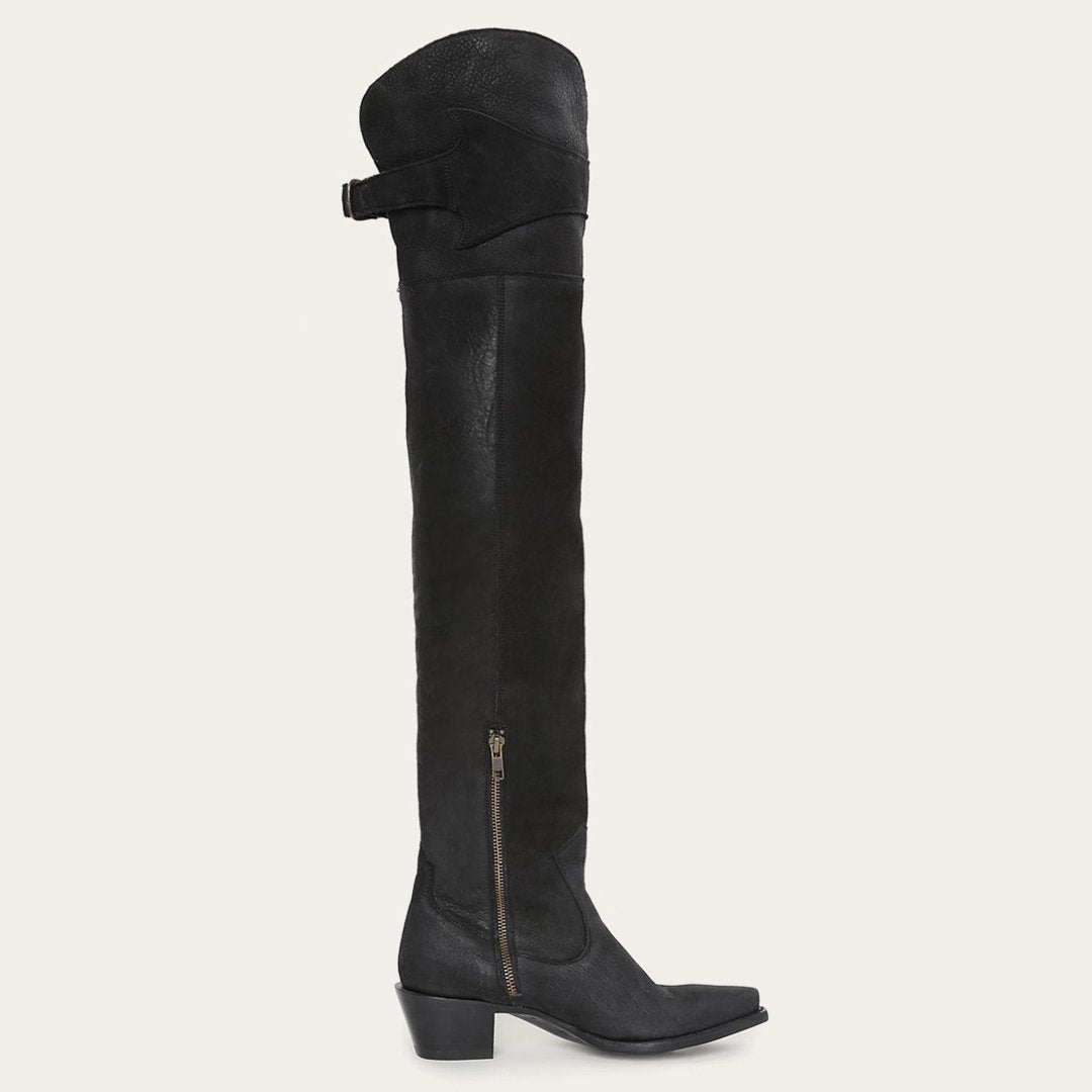 Women Western | Stetson Glam Over-The-Knee Fringe Boot Black Leather
