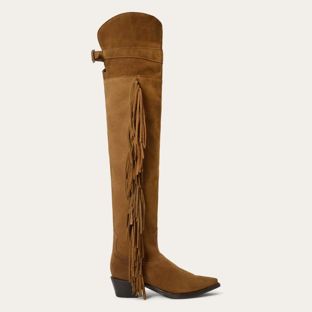 Women Western | Stetson Glam Over-The-Knee Fringe Boot Tan Suede