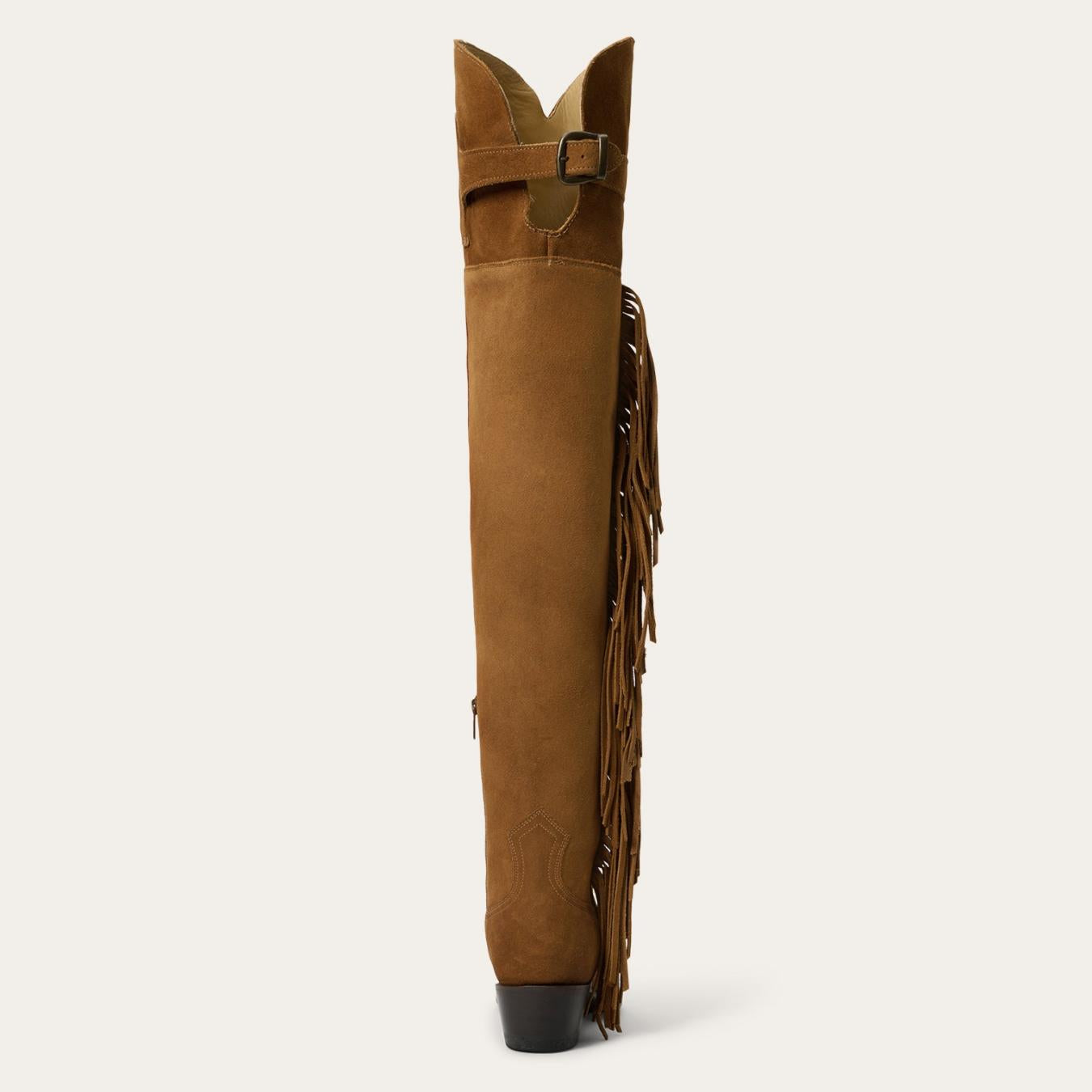 Women Western | Stetson Glam Over-The-Knee Fringe Boot Tan Suede