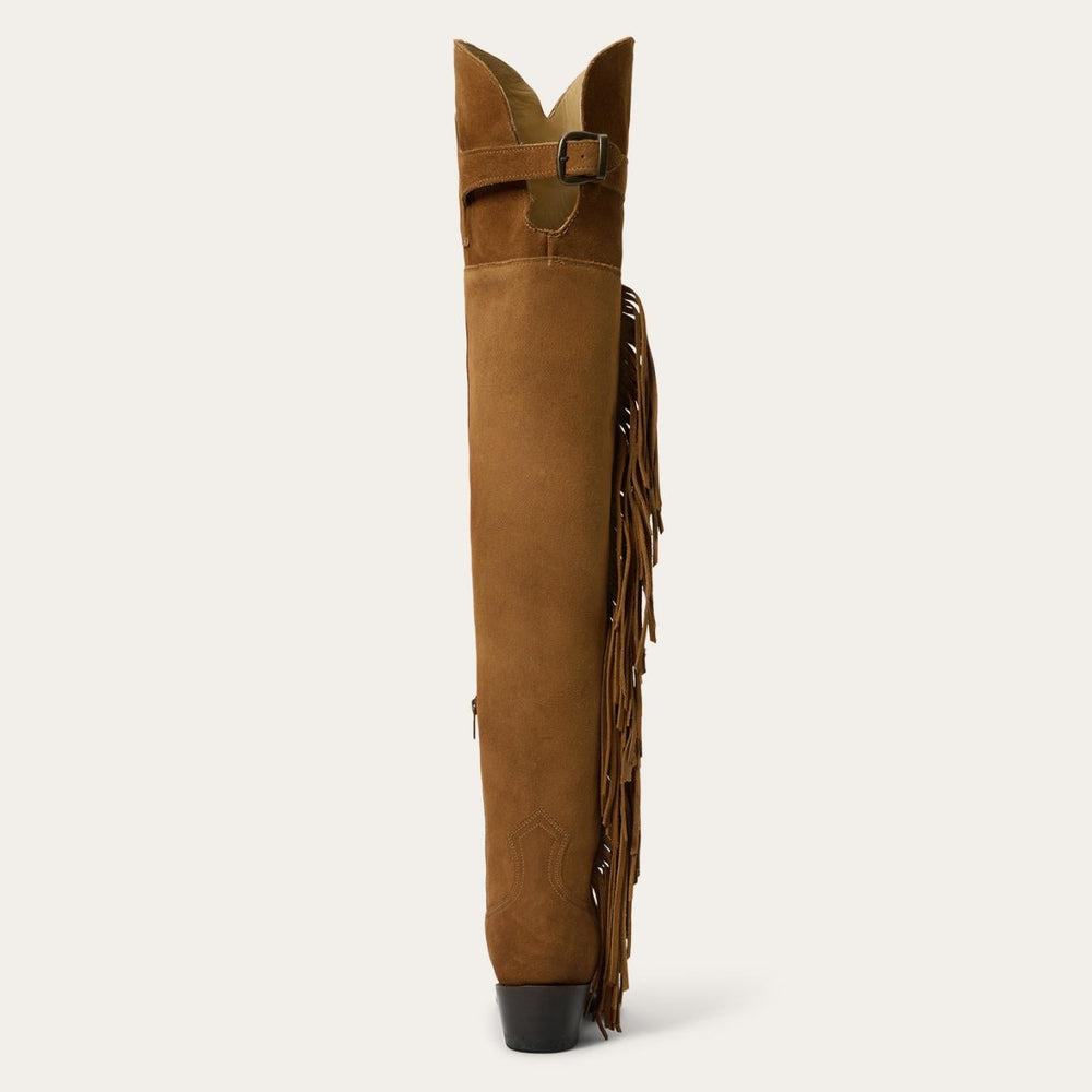 Women Western | Stetson Glam Over-The-Knee Fringe Boot Tan Suede