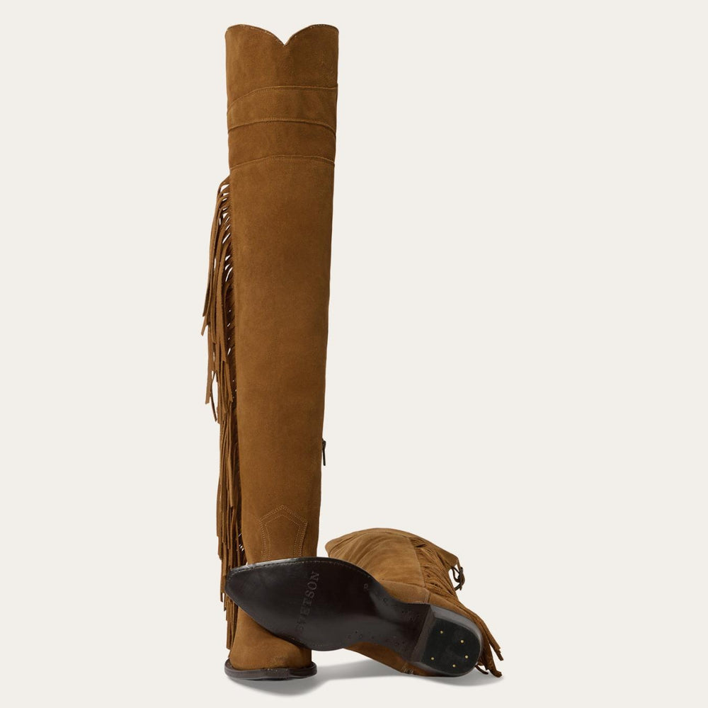 Women Western | Stetson Glam Over-The-Knee Fringe Boot Tan Suede