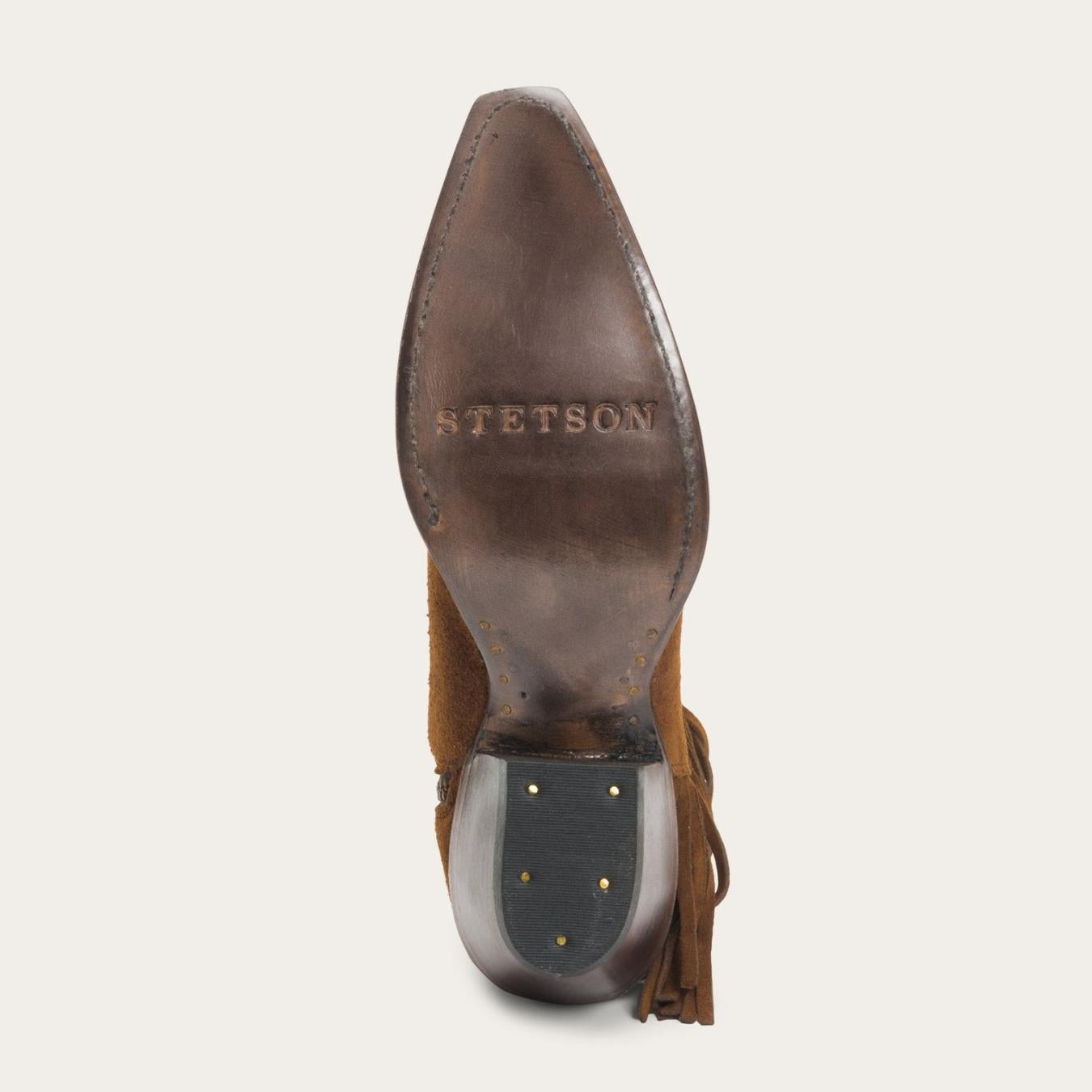 Women Western | Stetson Halle Suede Fringe Side Zip Boot Brown