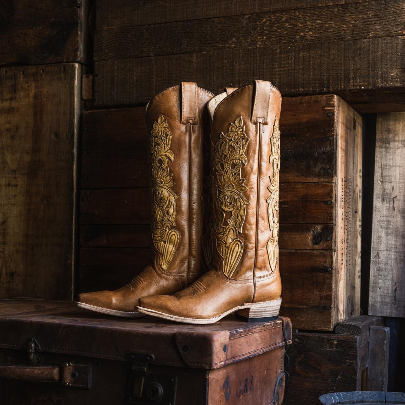 Women Western | Stetson Jules Hand Tooled Leather Boot Brown