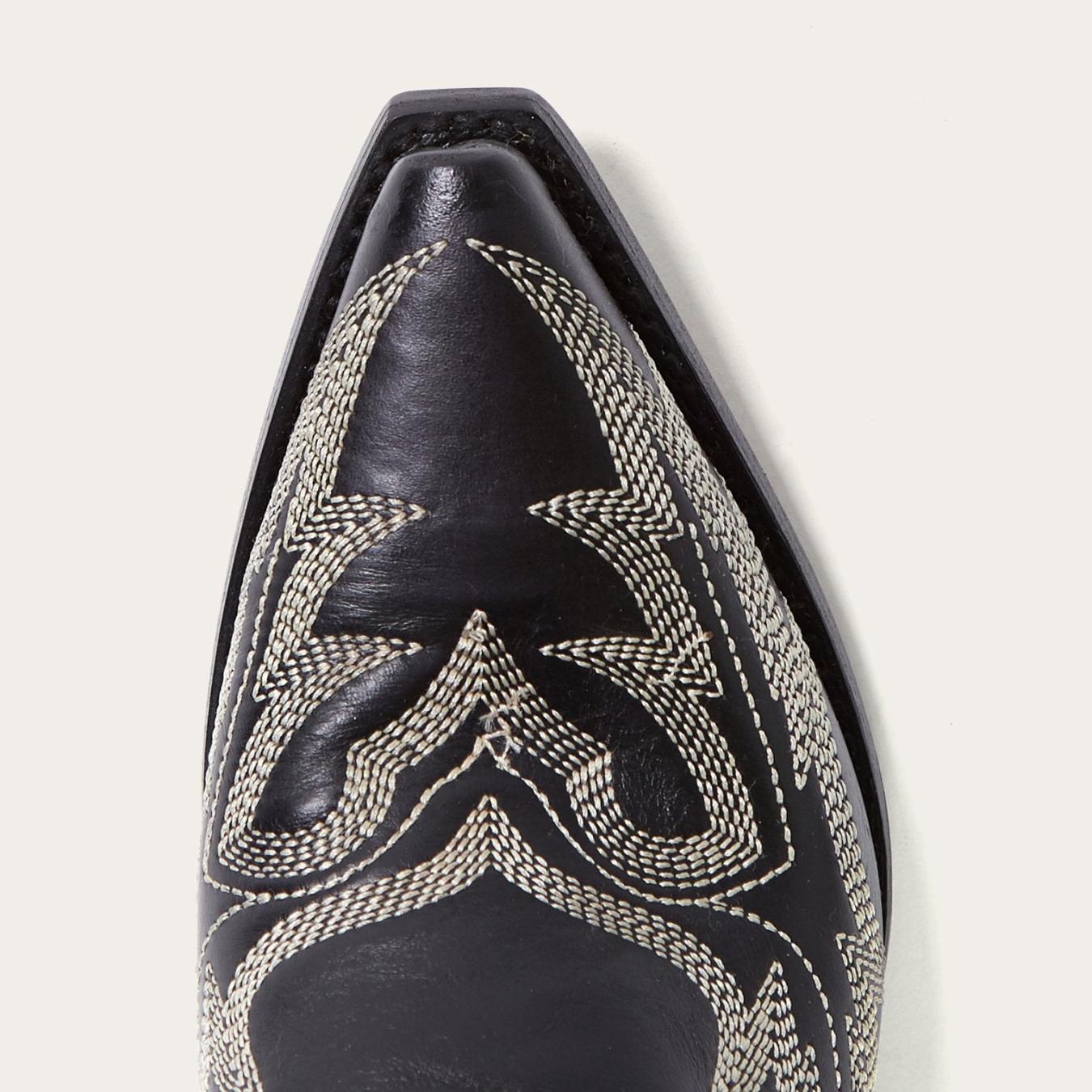 Women Western | Stetson Tina Black &amp; White Flame Embroidered Cowboy Boot Black